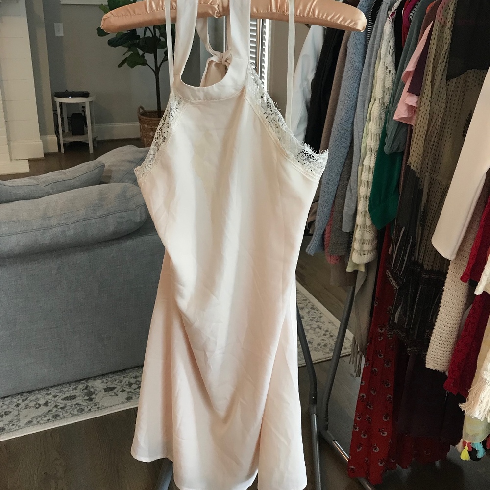 Halter Slip Dress with Lace Detail